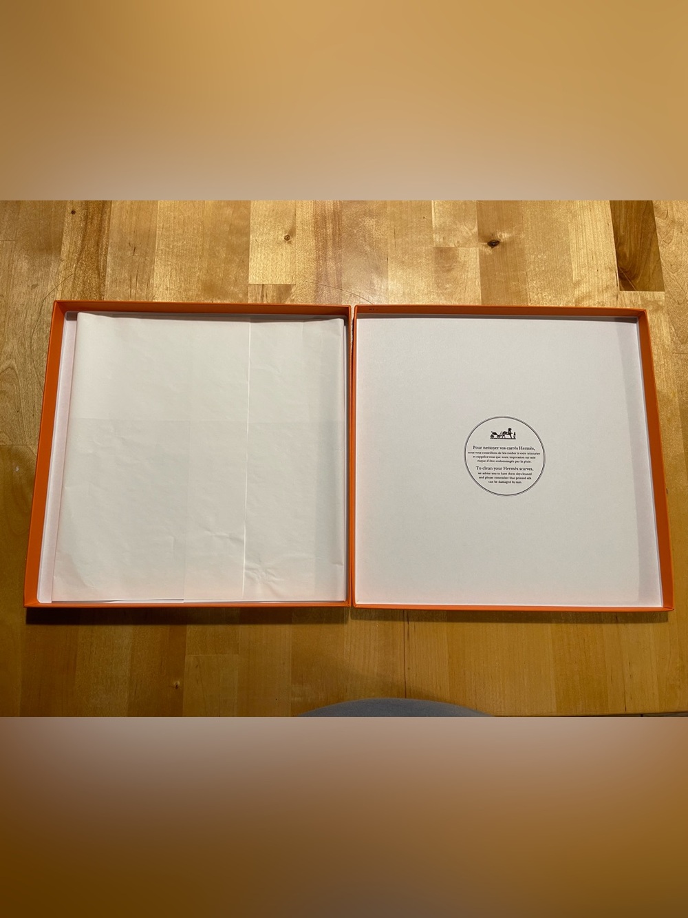 Authentic Hermès Empty Scarf Box 9.5" x 9.5" with Tissue Paper for Carré 90 - Picture 2 of 3